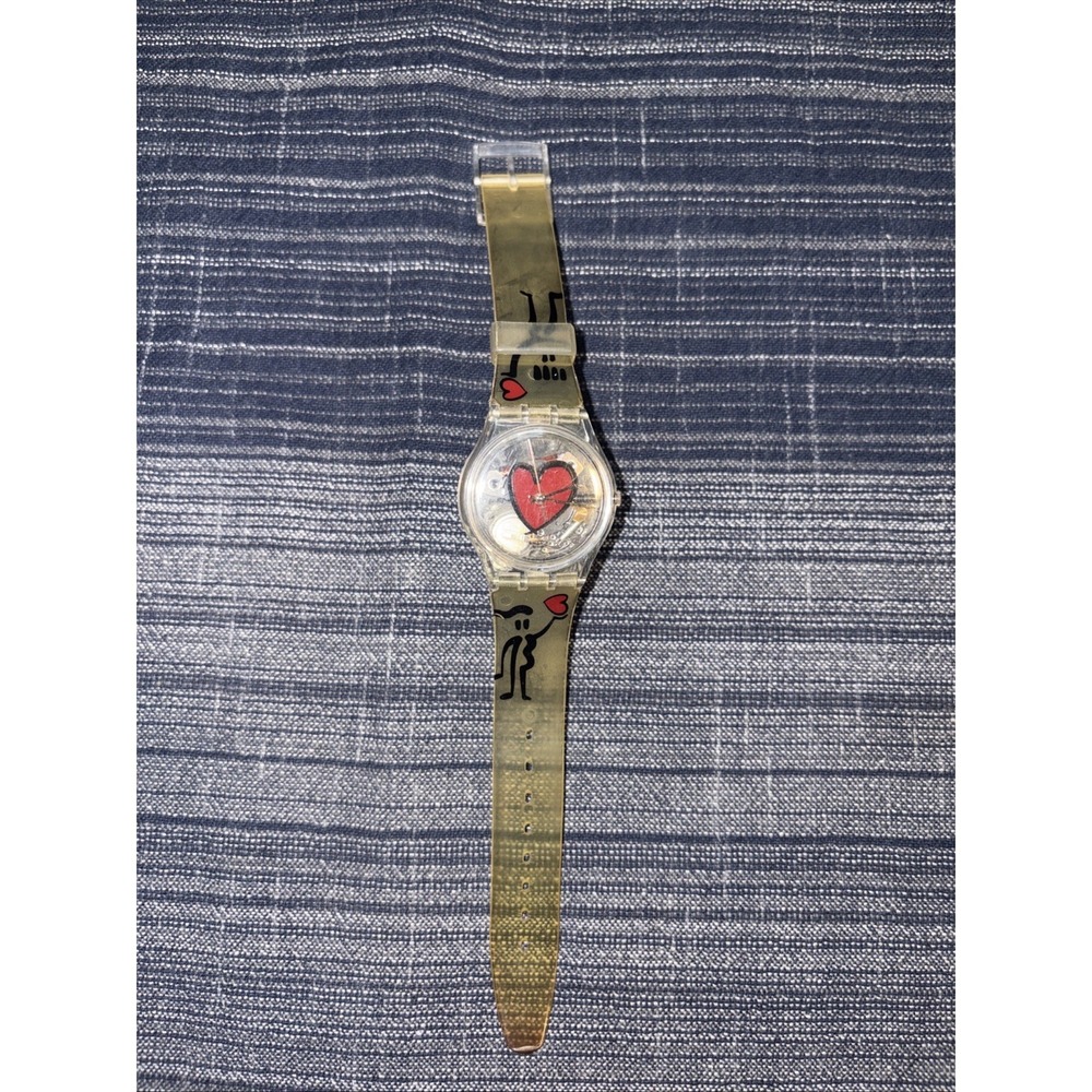 Swatch GK371 Cupid's Bow Valentine Watch 2002 Heart  Clear Strap